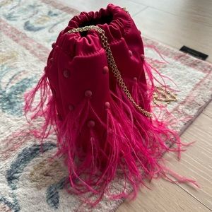 Zara feather pouch bag